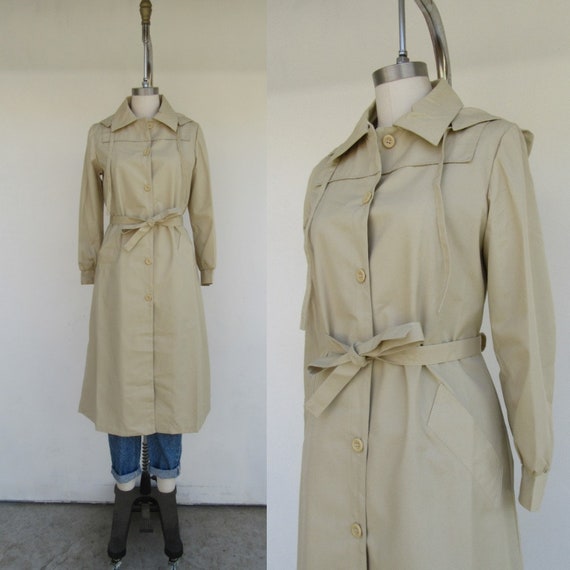 New Old Stock 70s 80s Cotton Blend Khaki Hooded Tr