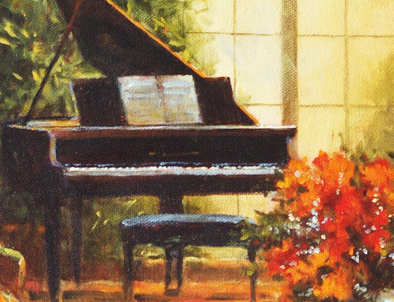 Oil painting piano Still life painting Piano Anniversary