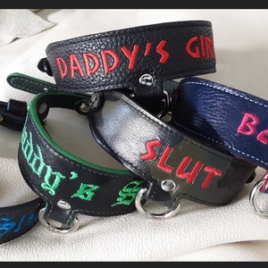 ALL REAL Leather Custom Embroidered Collar, Any Size Neck!