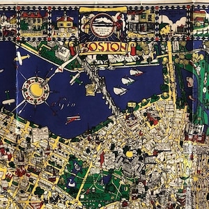 Map of Boston, Massachusetts by Edwin Olsen & Blake Clark, 1926 Antique Vintage Pictorial Map