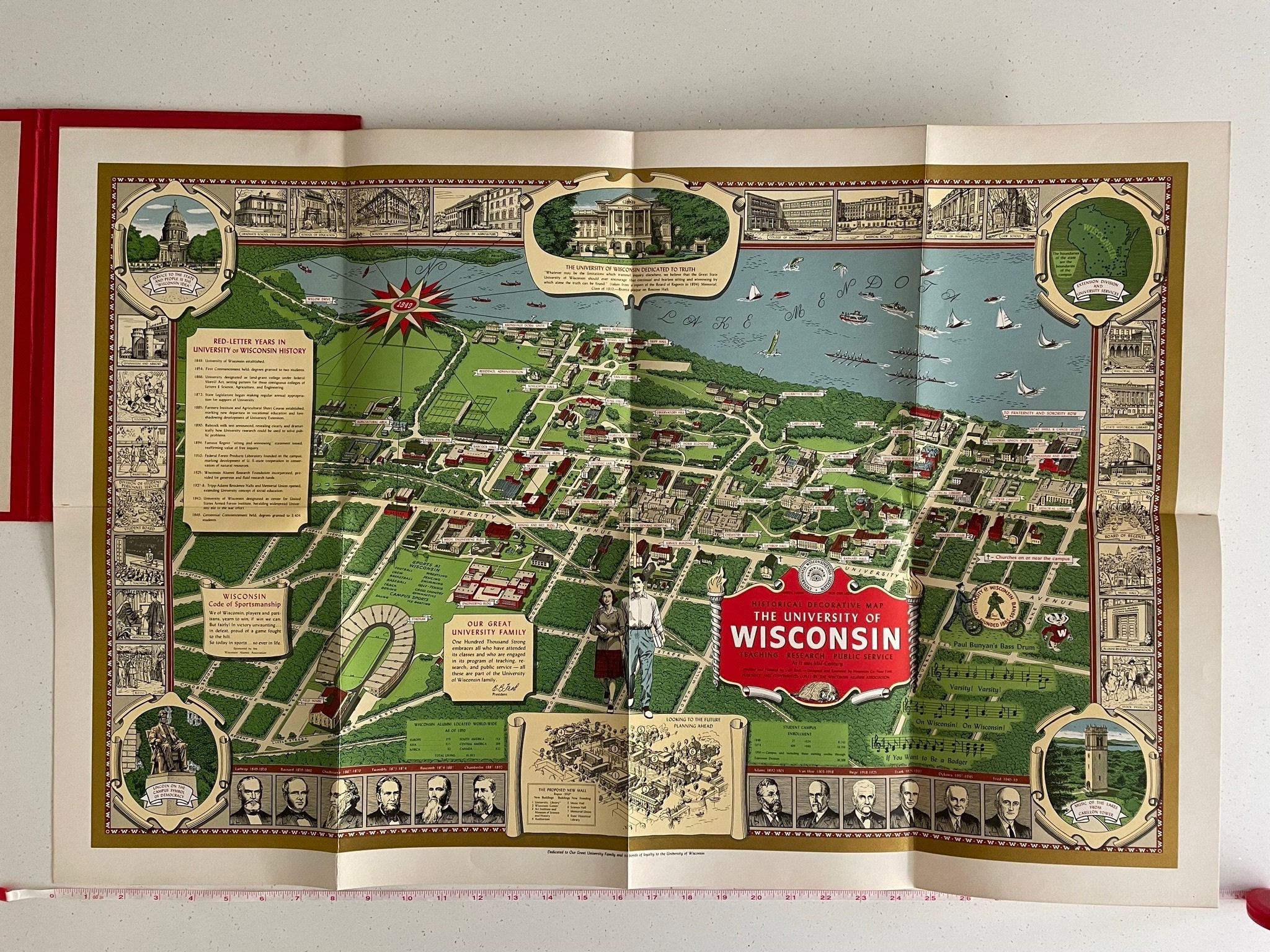 University Of Wisconsin Map University Of Wisconsin Madison By Carl Beck 1951 Original | Etsy