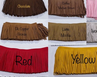 Faux Ultra Suede Fringe Trim 5.5” 10 Colors Sold in lengths of 43” Western Wear Show Shirts Pageant Cosplay Native Folklore Outfits Costumes