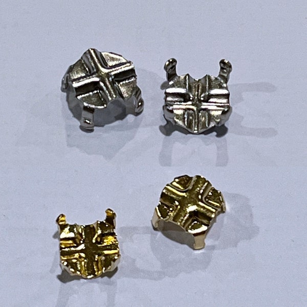 Rose Montee Rhinestone Settings: Gold & Silver Cross Backs (50 Pack)