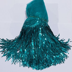 Hologram Sequin Fringe Trim: 8&quot; Iridescent Mesh, Costume Embellishment