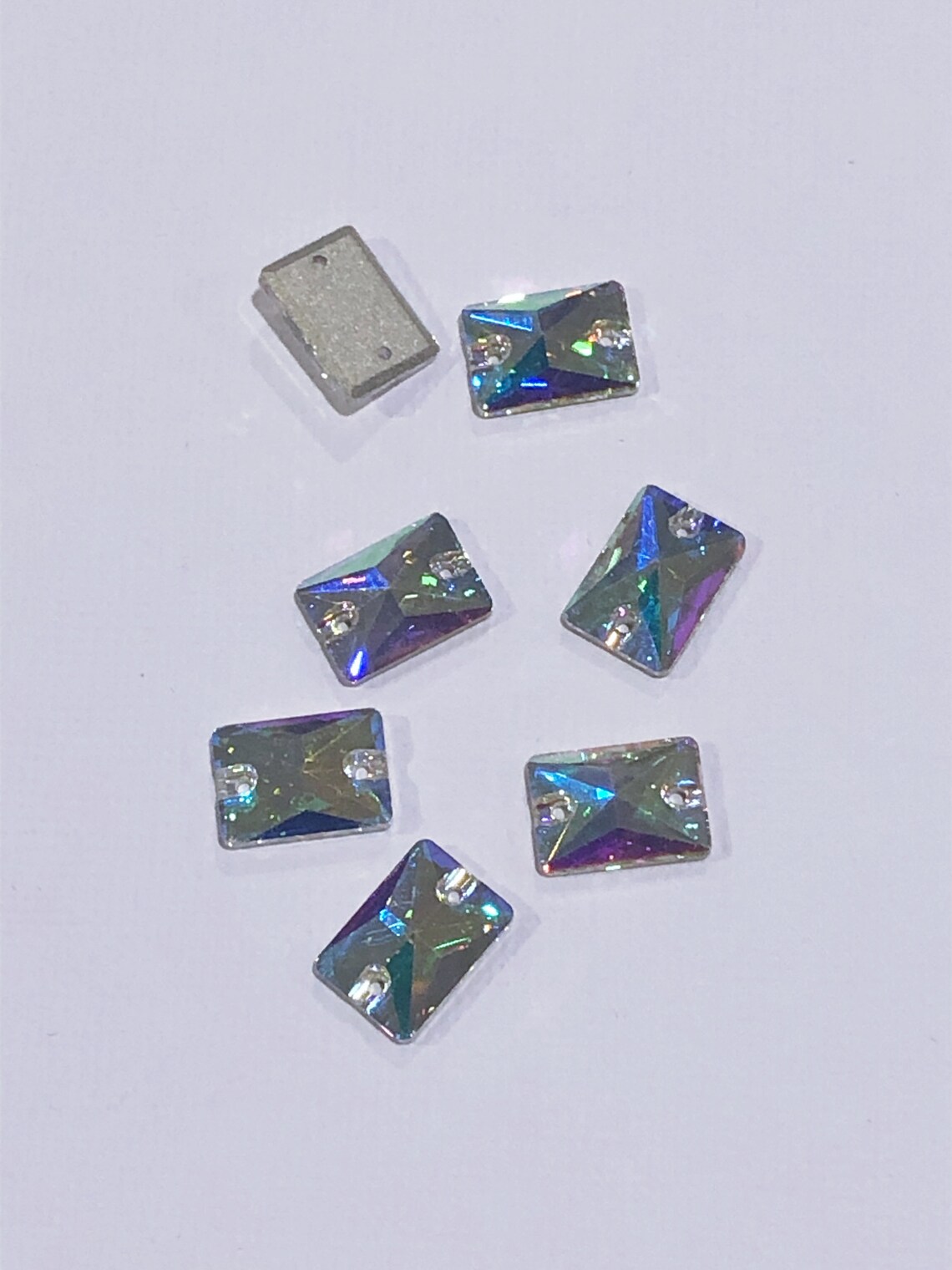 Rectangle Rhinestone Pattern Rectangle Sew on Rhinestones High Quality Glass Crystal AB 10mm X 14mm ...