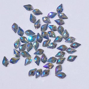 Small Shapes Crystal AB Rhinestones Flat Black non-hot Fix Crystal AB Multifaceted High Quality for Nails Costumes 8 Styles -Pack of 50