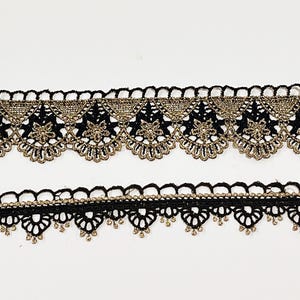 Black & Gold Filigree Lace Edging: Corded Trim for Dance Costumes