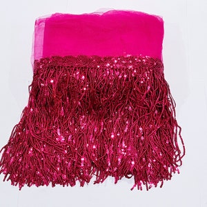 8” Hologram Sequin Fringe with Mesh 10 colors For Ballroom, Latin, Jazz, Western wear show shirts Pageant Wear Cosplay Costumes By The YARD