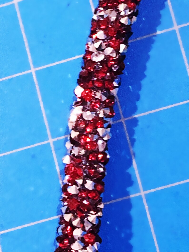 Red Silver Rhinestone Glitter Rope Trim flexible great Etsy