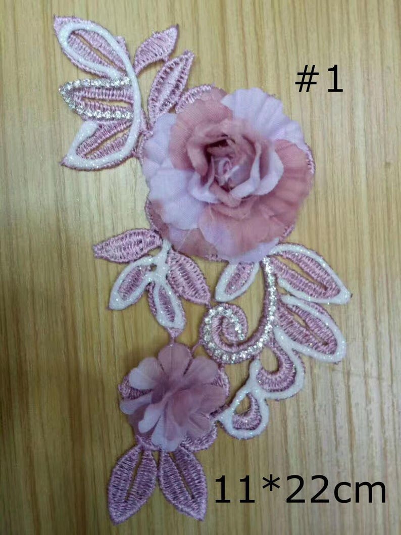 4pieceslot Handmade 3D flowers embroidered Lace Trim appliques Patches For Craft Garment Decoration