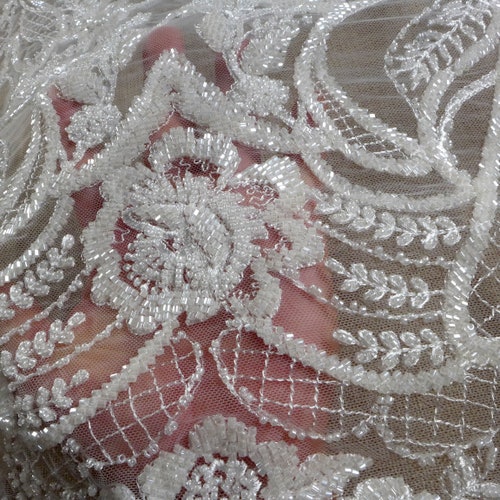 2022 New Lace Fabricheavy Beaded Bridal Laceoff White /pure - Etsy