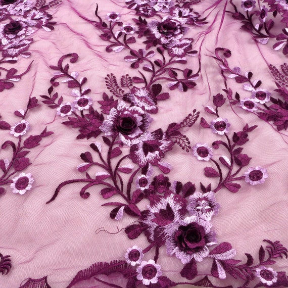 New 3d Flowers Lacepurple 3d Lace Beautiful Lace Fabric | Etsy