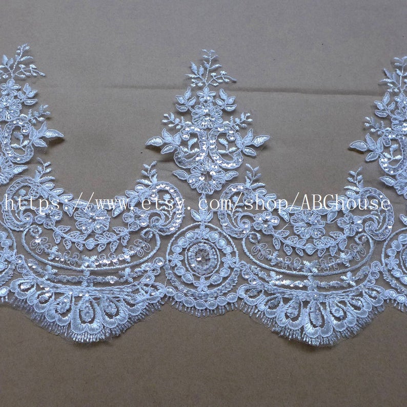 7yards off white sequins cord Bilateral lace trim gorgeous lace trim for fabric Millinery accent motif wedding veil 20cm width