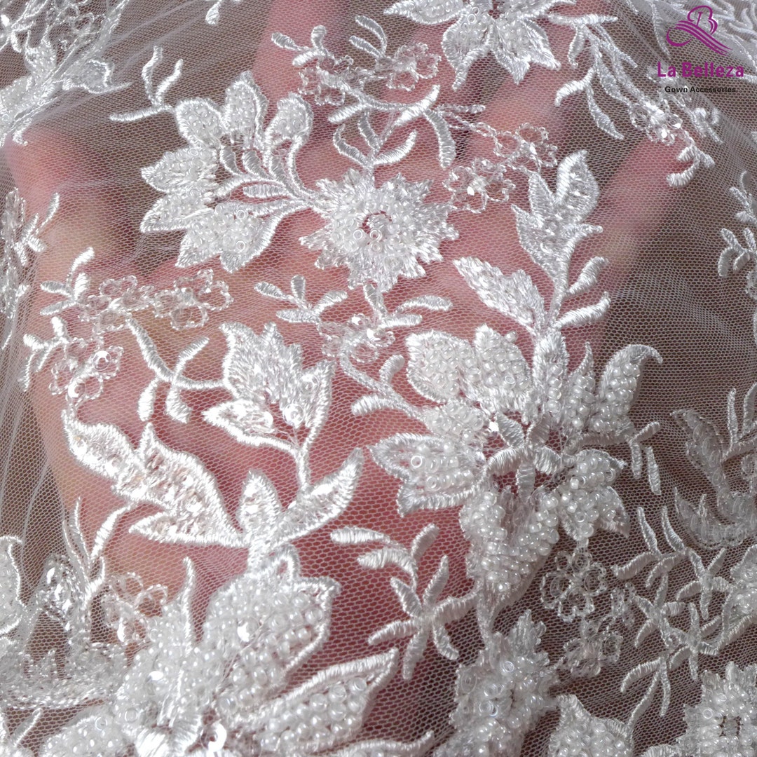 Off White Lace Fabricivory Beading Lacewedding Dress - Etsy