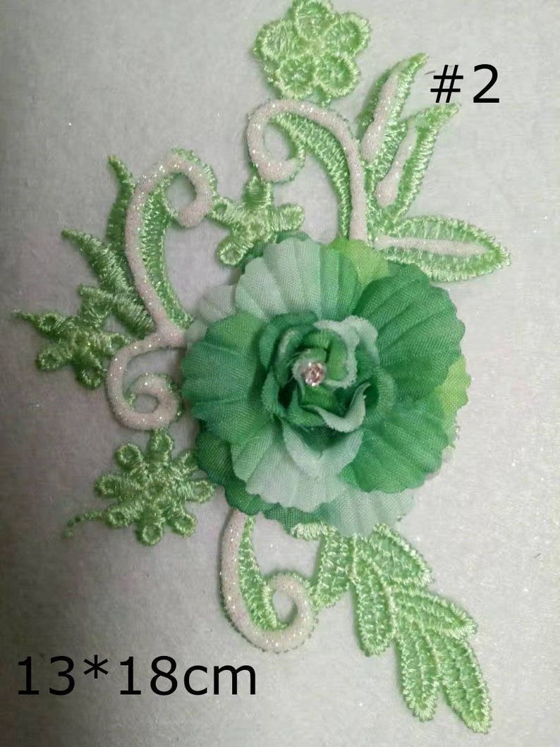 4pieceslot Handmade 3D flowers embroidered Lace Trim appliques Patches For Craft Garment Decoration