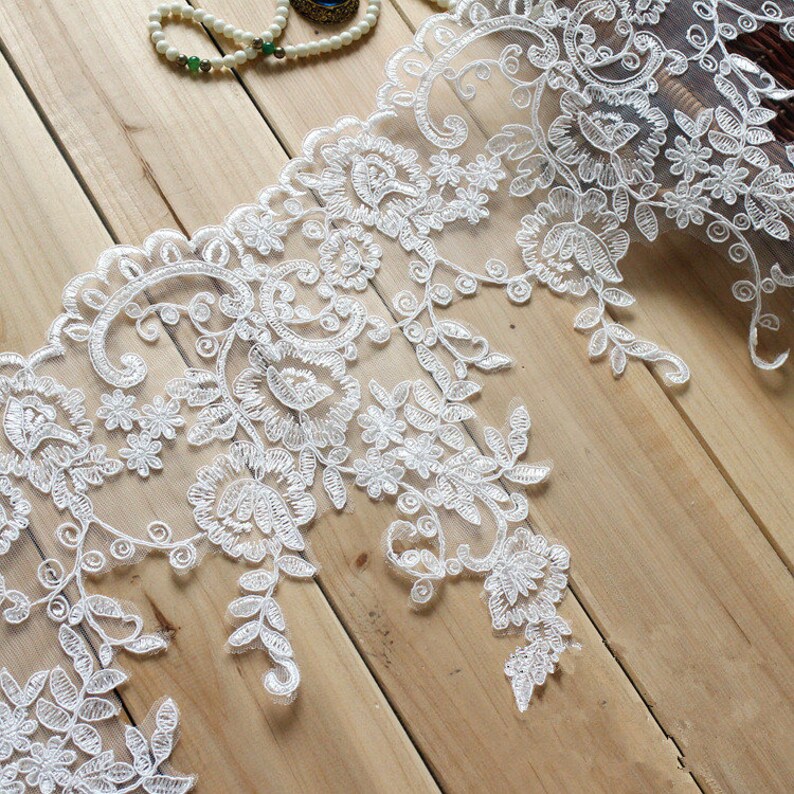 3 Metres 16cm Wide Eyelash Lace Trim DIY Clothes Dress Wedding Veil Lace Fabric