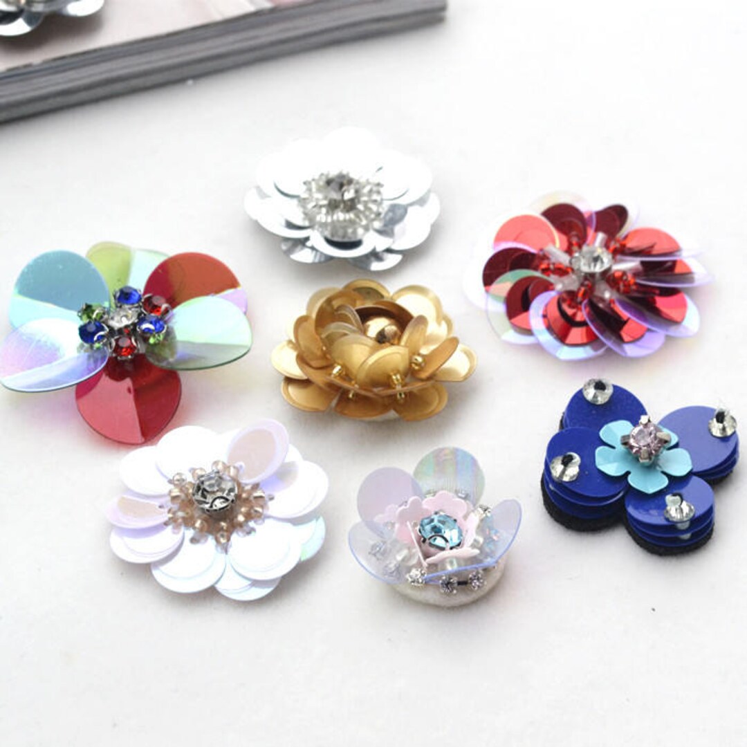 50pieces/lot Fashion Handmade Sequins Flower Sewing - Etsy