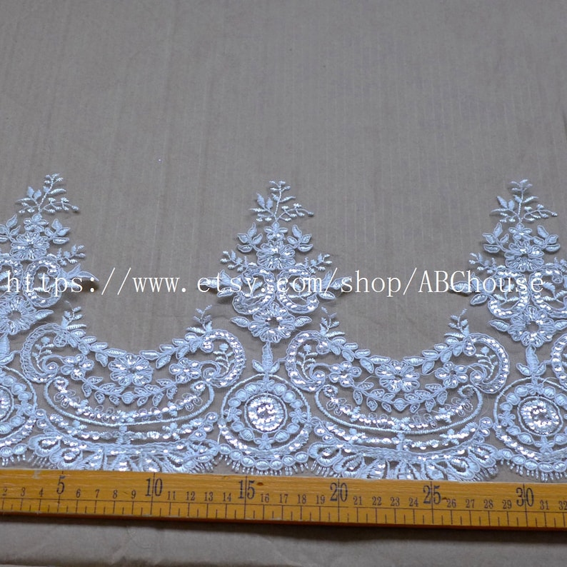 7yards off white sequins cord Bilateral lace trim gorgeous lace trim for fabric Millinery accent motif wedding veil 20cm width