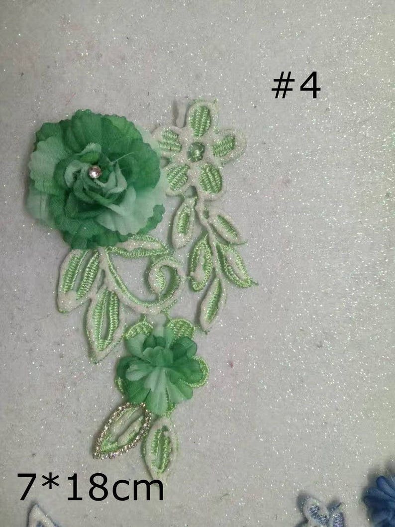 4pieceslot Handmade 3D flowers embroidered Lace Trim appliques Patches For Craft Garment Decoration