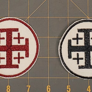 Jerusalem Cross Crusader Embroidered Patches- 3&quot; Round Patch
