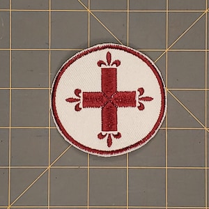 Fleurette Cross and Crusader Embroidered Patches-3&quot; Patches