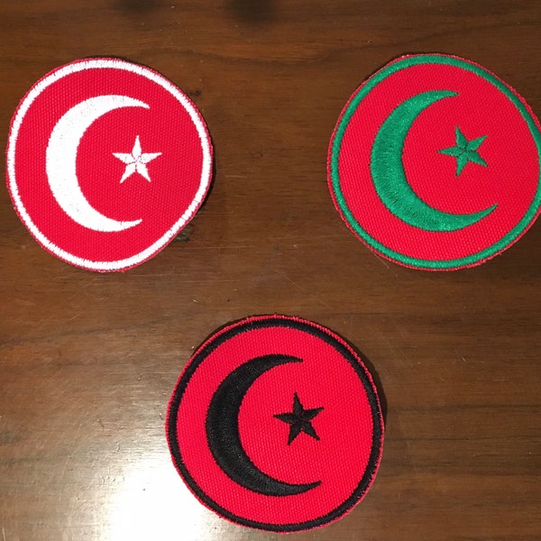 Islamic Crescent Embroidered Patches- 3" Round Patch