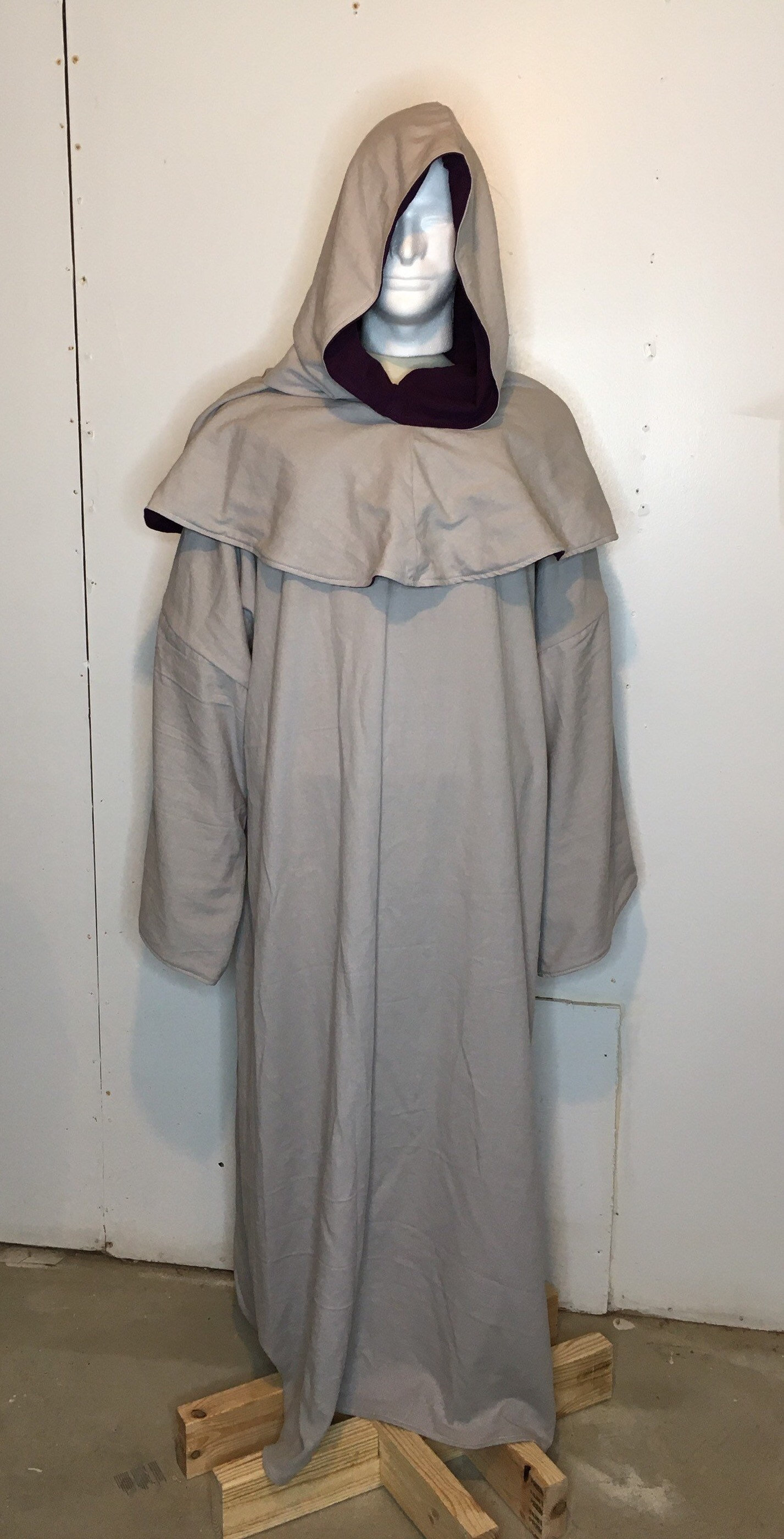 Men's Medieval Monk's Robe & Hood (white Linen) Costume Garb SCA LARP ...