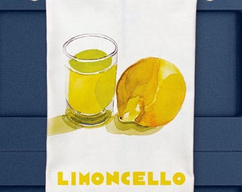 Limoncello Tea Towel, modern, art deco, Italy, cocktail, lemon