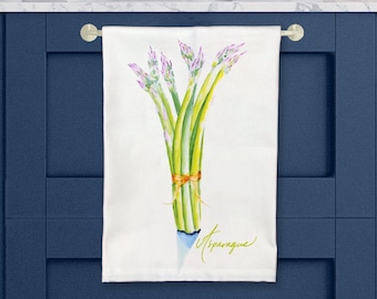 Spring Asparagus Tea Towel, Farmers Market, Watercolor