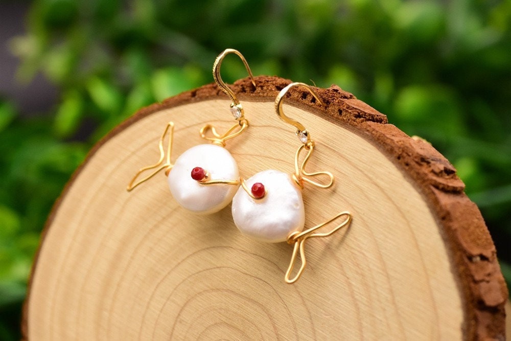 Rough Pearl Earrings Etsy UK