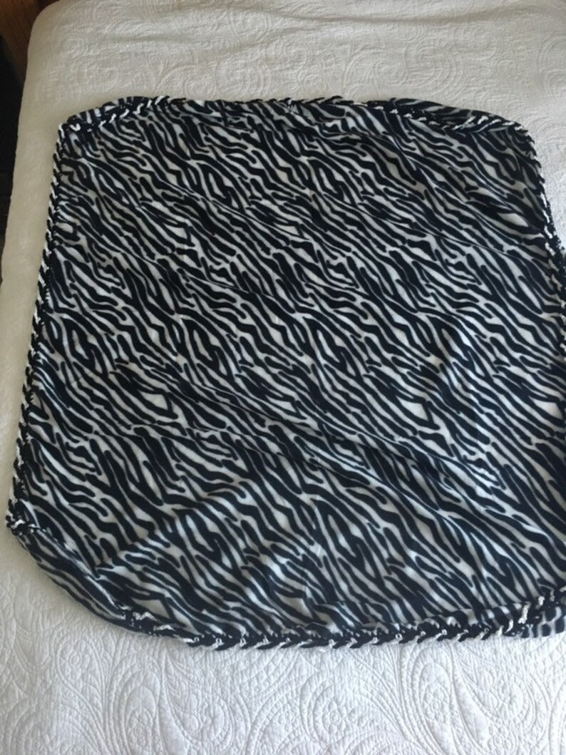 Zebra Print Fleece Lap Blanket Black and White Twisted | Etsy
