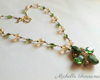 Renaissance Tudor Cheapside Hoard Inspired Necklace in Green