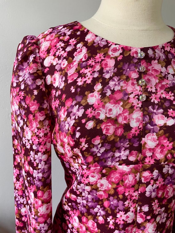 1960s Pink & Purple Floral Dress - image 3