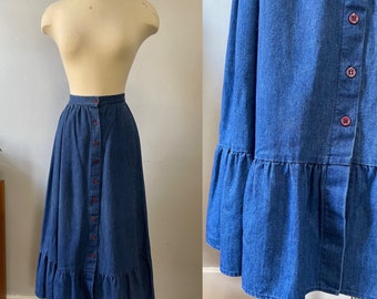 1970s Chambray Denim Prairie Skirt