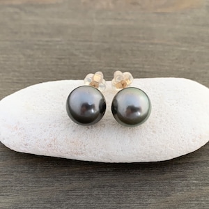 Tahitian Pearl Stud Earrings, Pearl Stud Earrings for Her, Mothers Day Gift from Daughter, Birthday Gift for Girlfriend, Anniversary Gift