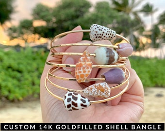 Custom Gold Hawaiian Shell Bangle, Shell Bangles, Made in Hawaii,  Gifts for Her,Gifts for Mom,Beach Bangles,Beachy Jewelry,Beachy Bracelets