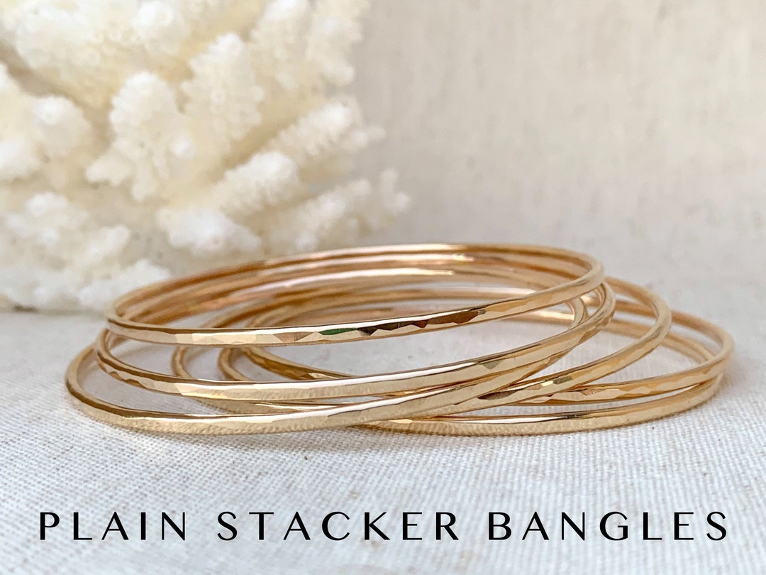Stacking Bangle, Plain Bangle, Women's Gold Bangle, Birthday Gift for