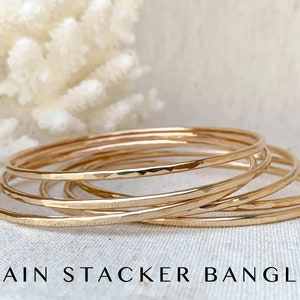 Stacking Bangle, Plain Bangle, Women&#39;s Gold Bangle, Birthday Gift for Her, Mother&#39;s Day Gift, Birthday Gift for Best Friend, Bridal Shower