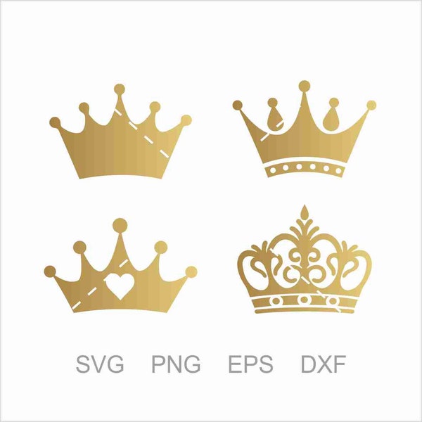 Couronne Svg Princesse, Reine, Roi, Prince Royal Crown Bundle pour Cricut, Diadème Svg, Png, Eps, Vecteur, Fichier Clipart, Anniversaire Couronne