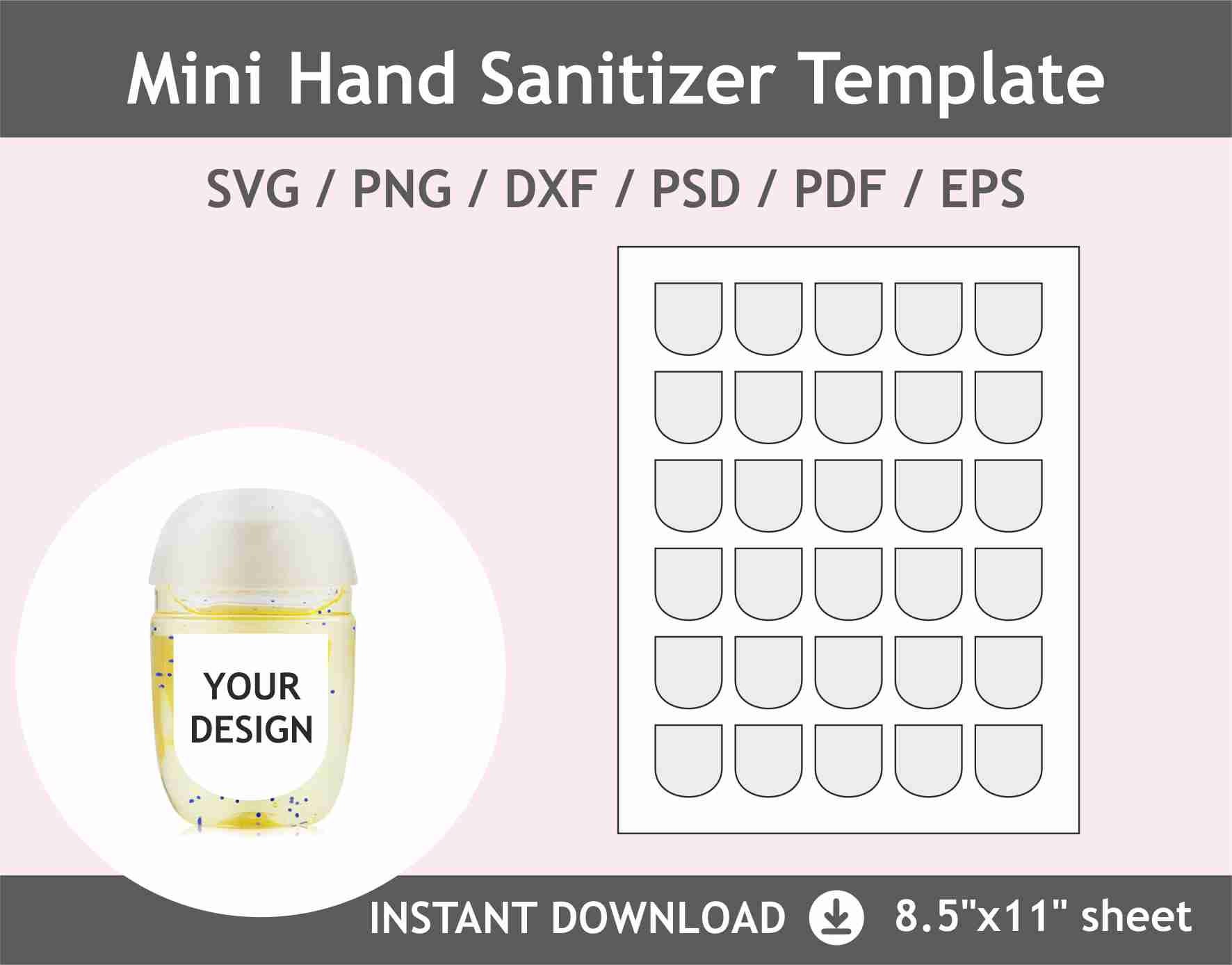 Mini Hand Sanitizer 1oz Label Template, Bath and Body Works Hand Sanitizer Sticker Label Template 8.5