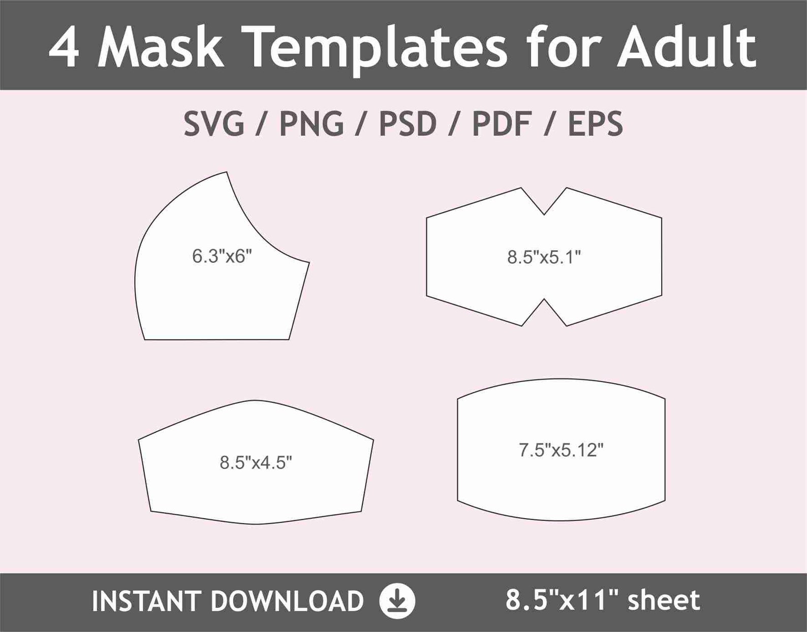 Buy Face MASK Template SVG Blank for Sublimation Kids Adult Psd Online