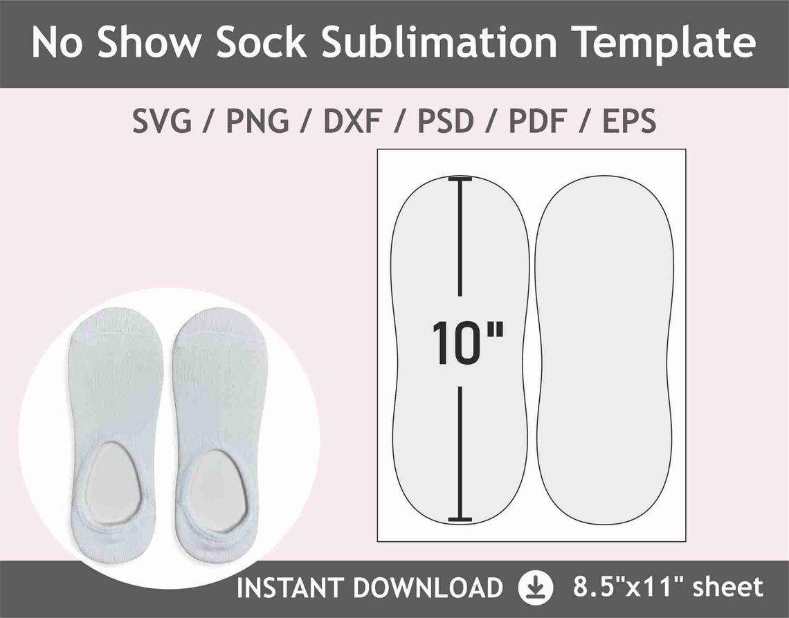 No Show Sock Jig Template 10 Inches for Sublimation Svg Png Etsy
