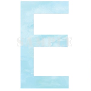 Letter E Printable Wall Art 8X10 Light Blue Watercolor - Etsy