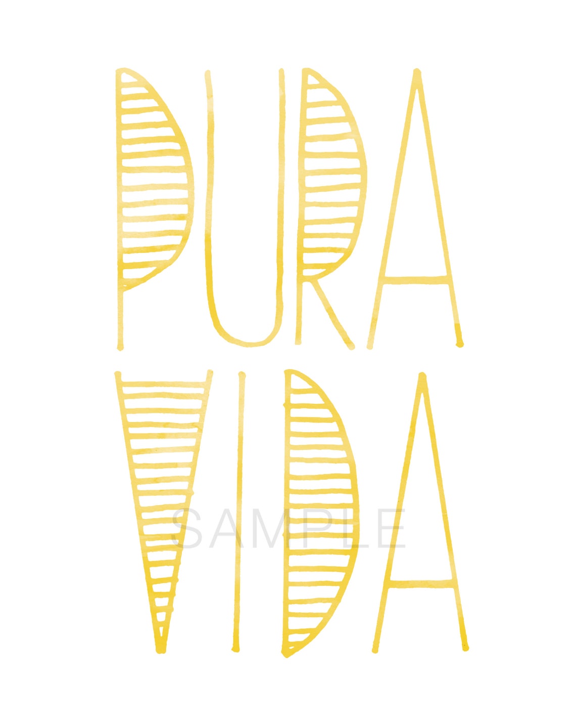 Printable Art Pura Vida Inspirational Print Yellow Etsy