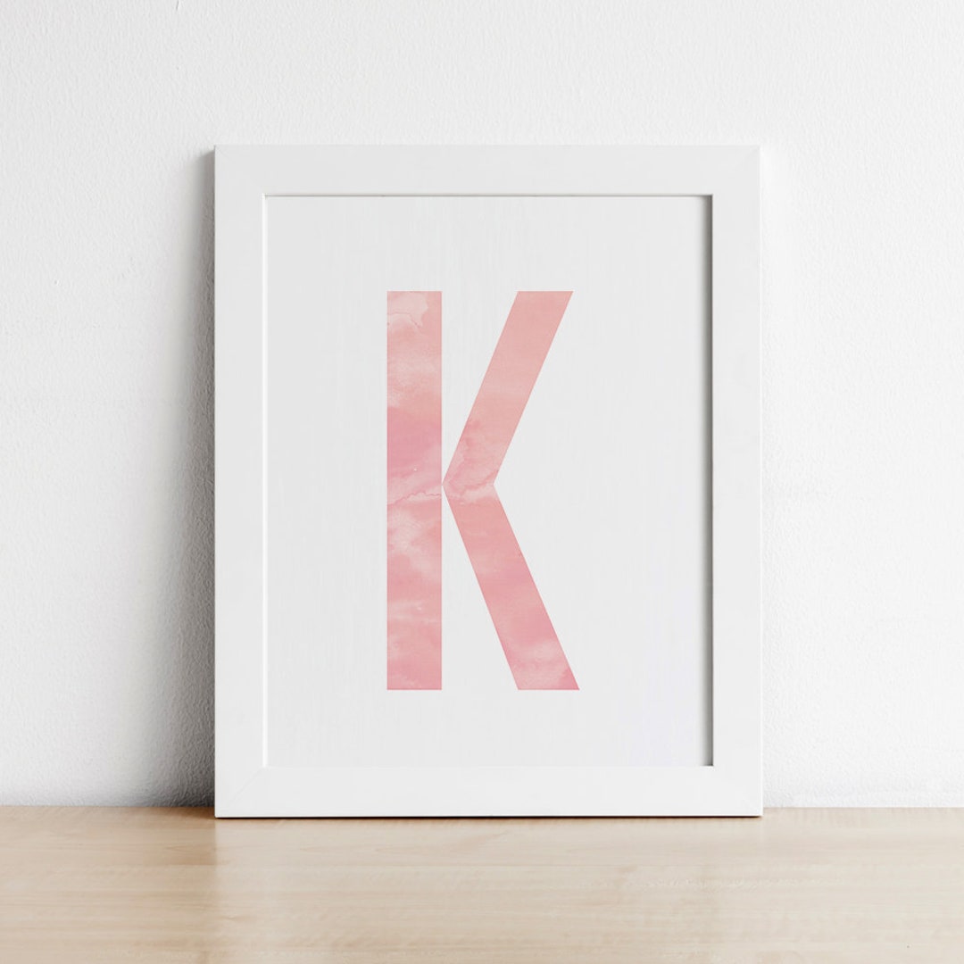 Letter K Printable Blush Pink 8X10 Monogram Print for - Etsy