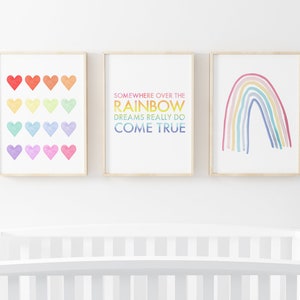 Rainbow Heart Pattern Boho Nursery Printable Wall Art Nursery - Etsy