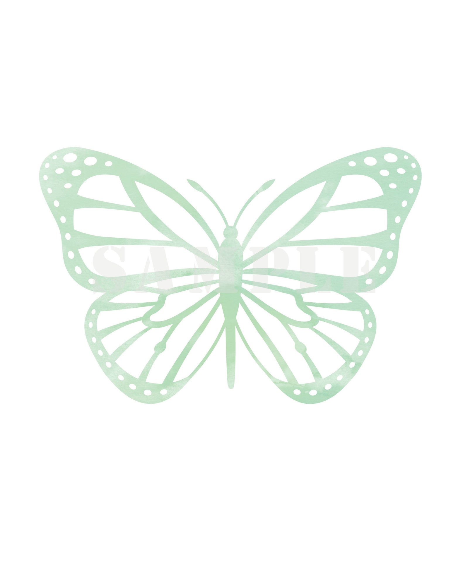 Butterfly Printable Mint Green 8X10 Watercolor Print for - Etsy France