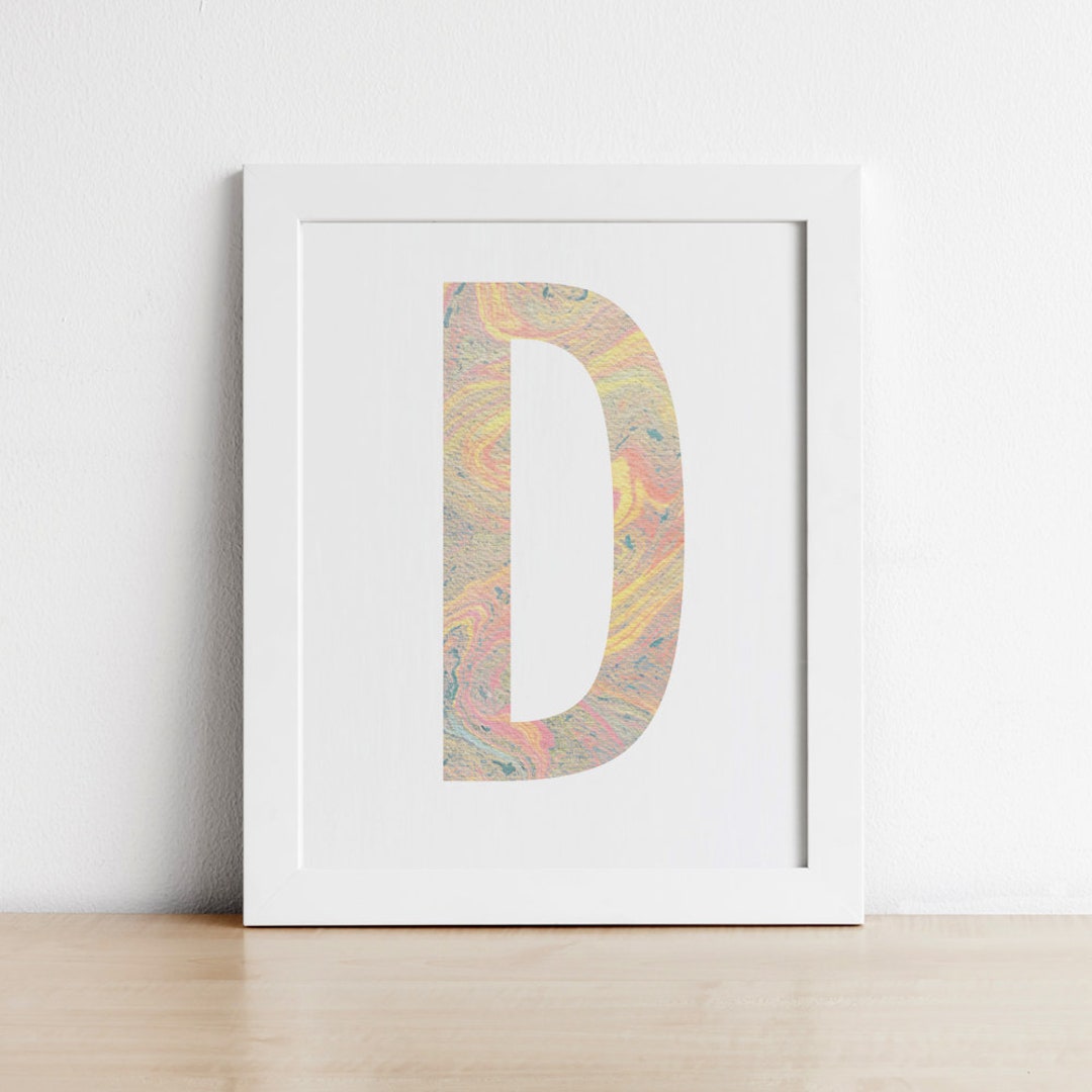 Letter D Printable Marble Watercolor Art Colorful 8X10 - Etsy
