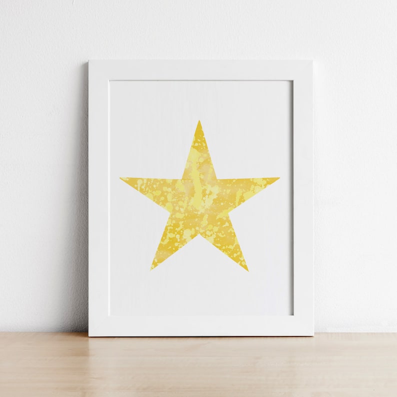 Yellow Star Printable - 8X10 Watercolor Print for Nursery or Young children Area, Prompt Down load Artwork image about Printable Yellow Stars called Yellow Star Printable - 8X10 Watercolor Print for Nursery or Little ones Place, Fast Down load Artwork