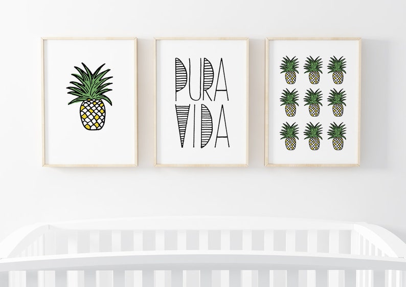 Pura Vida 8X10 Set of Prints For Nursery Or Kid/'s Room Instant Download Art Pineapple Printable
